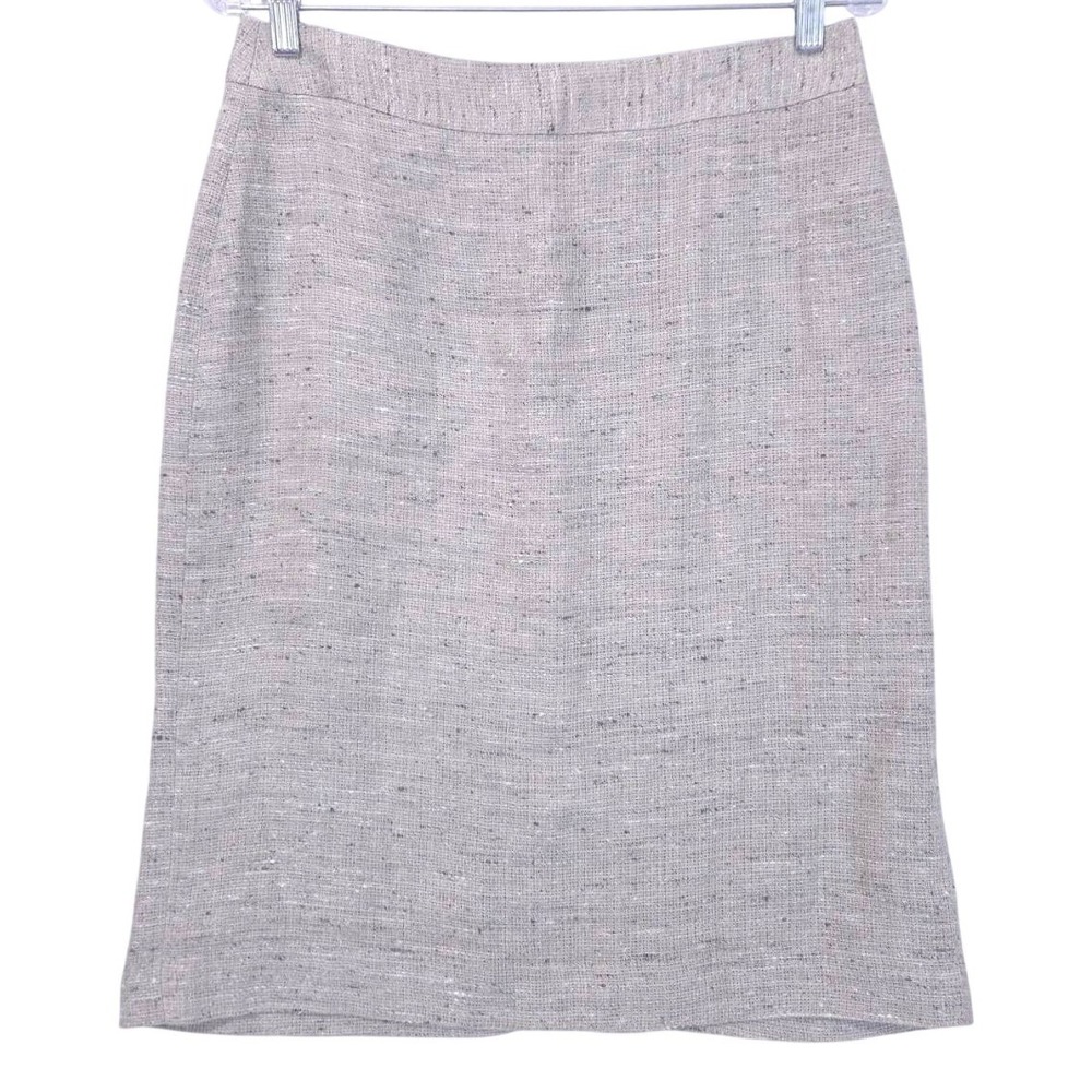 Forth & Towne‎ Allegory Linen Silk Pencil Skirt Sz 10 Gray Office Minimalist